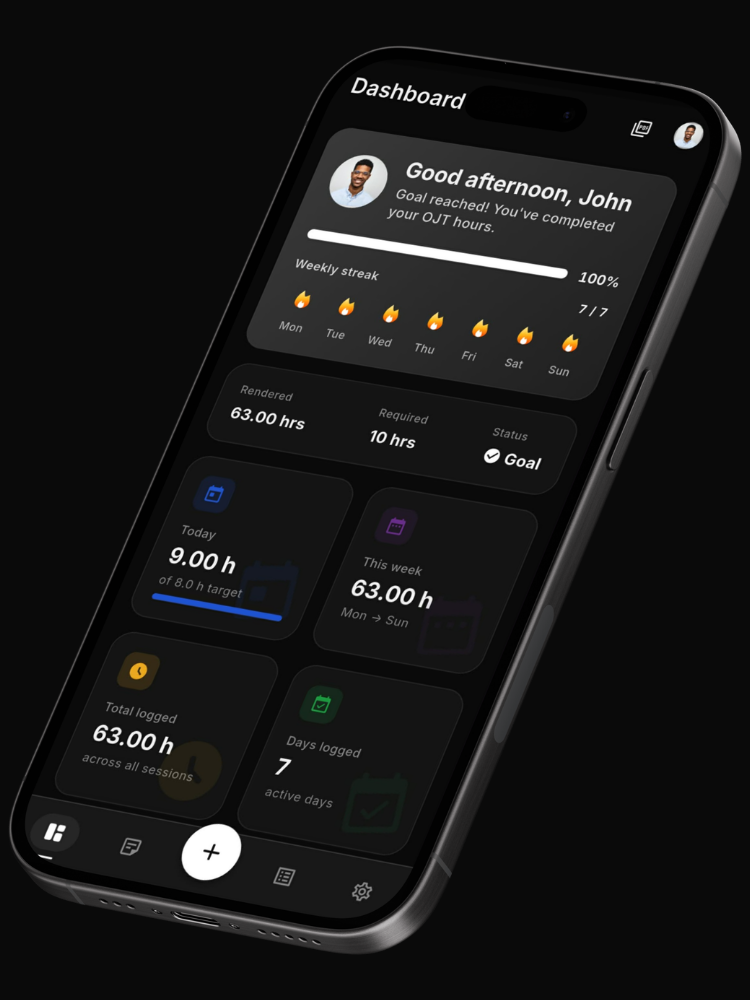Toki OJT Time Tracker app preview